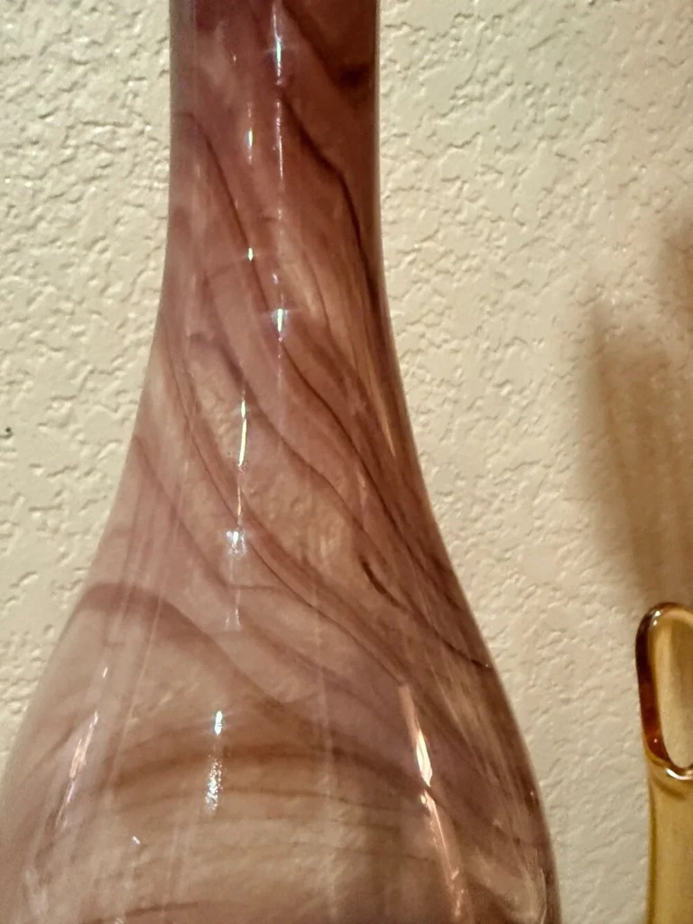 Vintage 19” Tall Amethyst Brown Swirl Art Glass Bottle Vase
